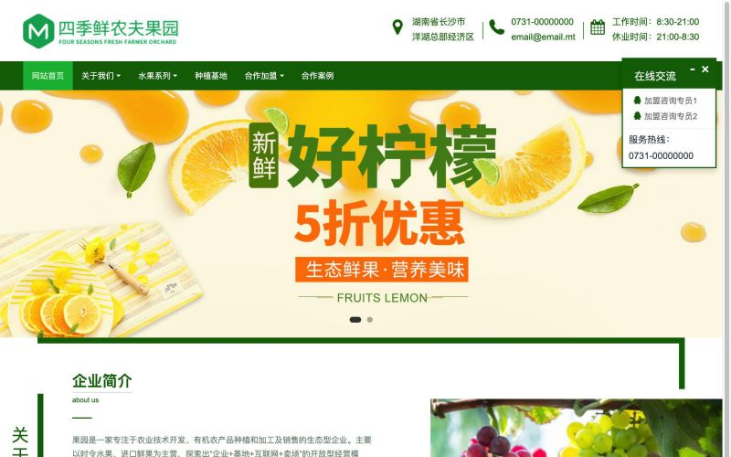綠色食品加盟網站模板,綠色食品加盟網頁模板,綠色食品加盟響應式網站模板